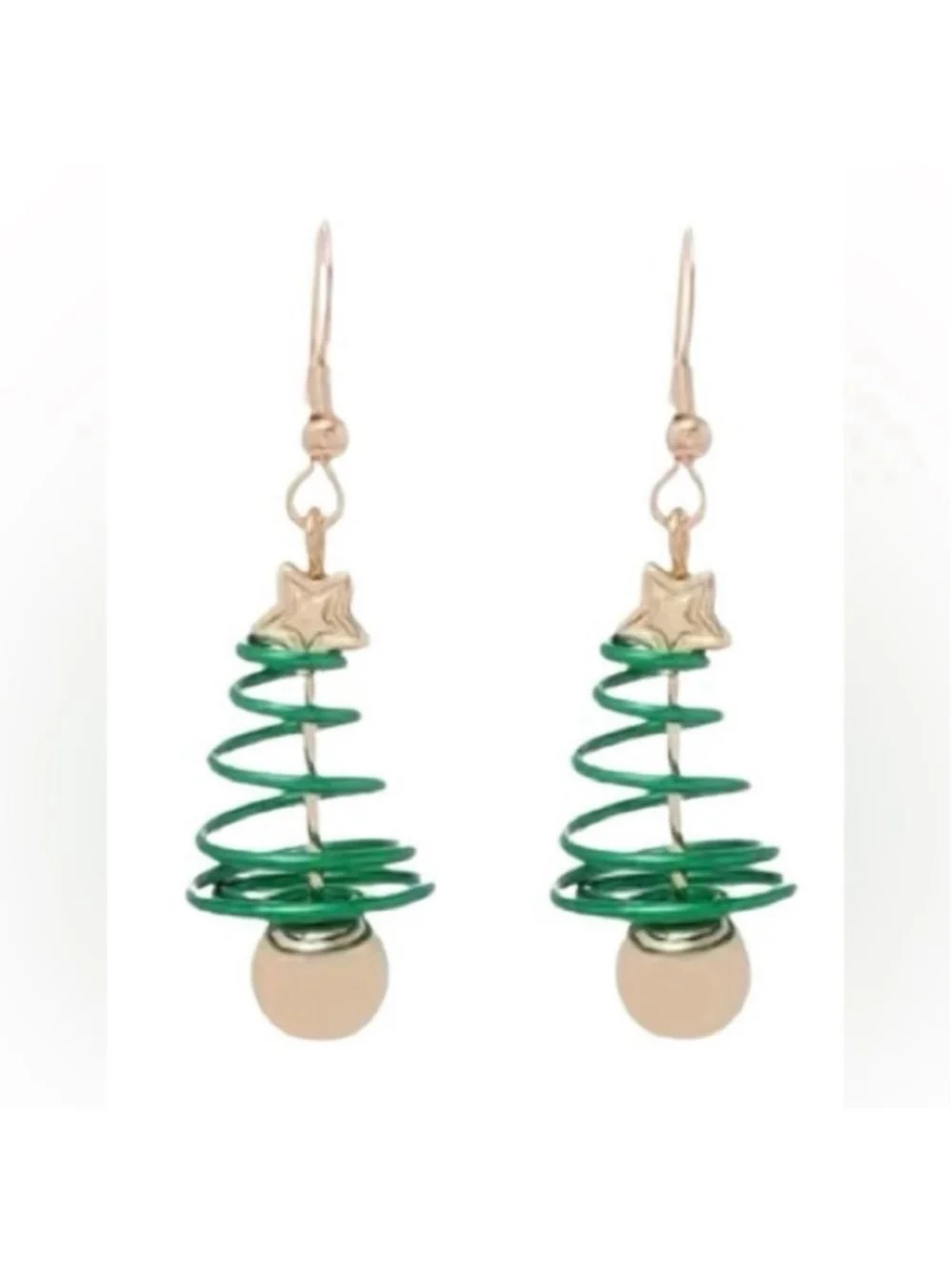 NEW Christmas Tree Holiday Earrings in green and gold French hook NWT